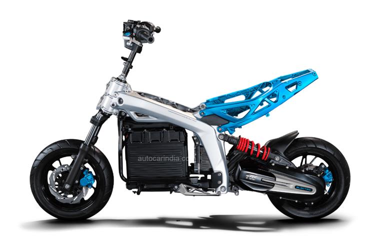 The X's battery pack is nestled within an aluminium twin-spar frame and is suspended by a telescopic fork/monoshock setup.